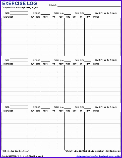 Workout template excel simple picture exercise log 486629