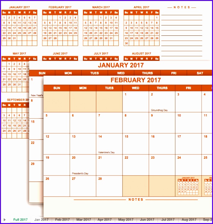 2017 Full Year Calendar Template 685721